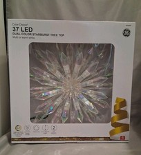 GE 37 LED Dual Color Starburst Christmas Tree Topper 8-Function Green Wired NIB