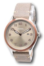 Fossil Wylie Men's 42mm Rose Gold and Taupe Leather Strap Watch BQ2509