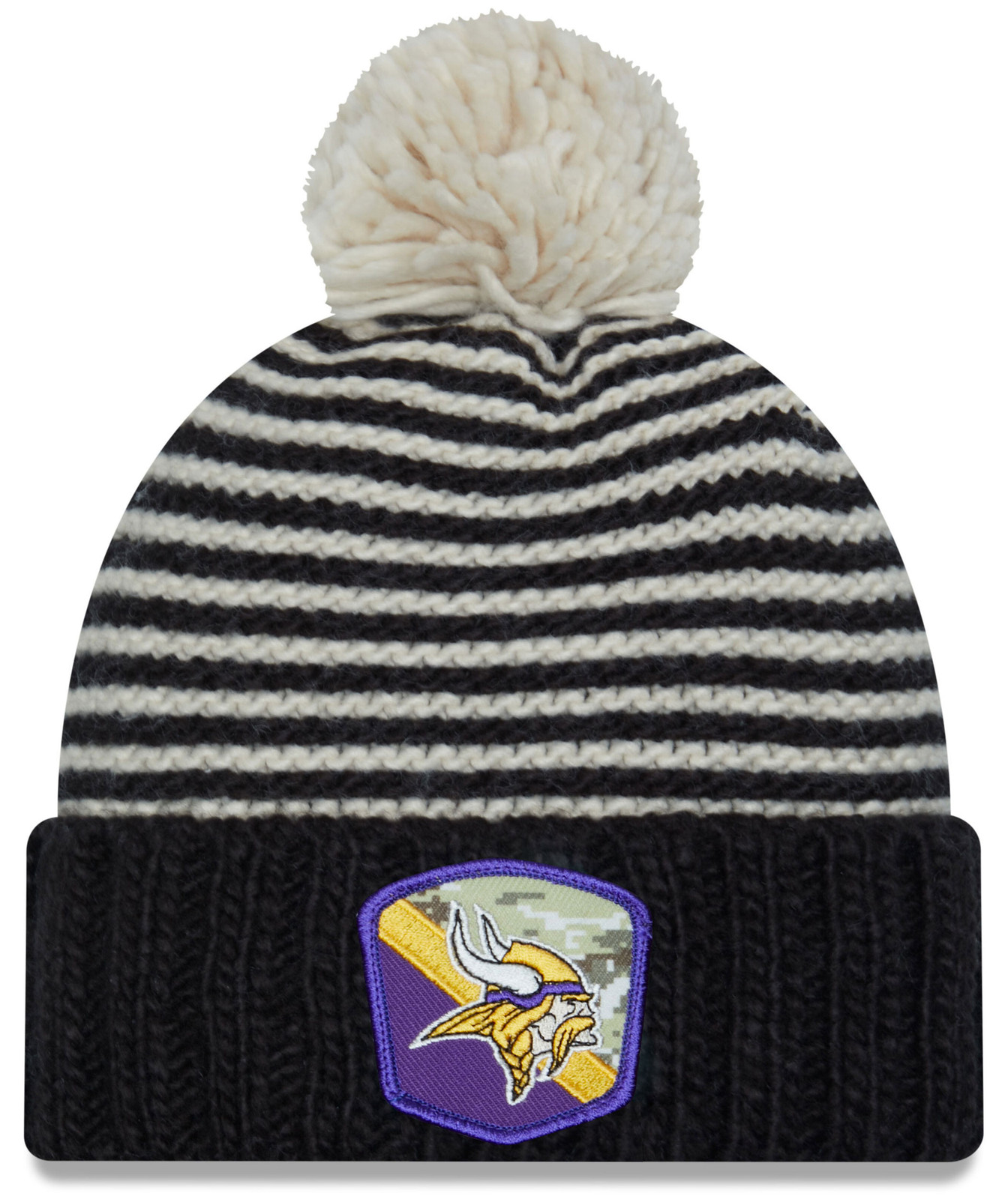 Вязаная шапка Minnesota Vikings Salute to Service с помпоном черная Один размер 5890₽