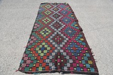 Vintage Runner Rug 4,4x11 ft, Red Polka dot T...