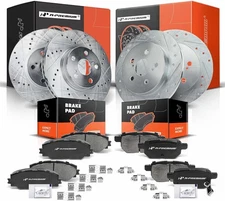 A-Premium Front and Rear Drilled and Slotted Disc Brake Rotors + Ceramic Pads Ki