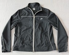 Vintage Y2K Nike Track Jacket Kids M 8-10 Gray Full Zip White Piping 245682-060