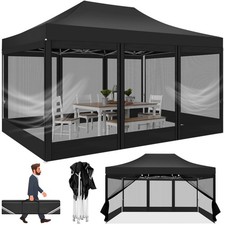 Faltpavillon 3x4,5 Pop up Pavillon Wasserdicht Stabil Partyzelt Faltbar Schwarz