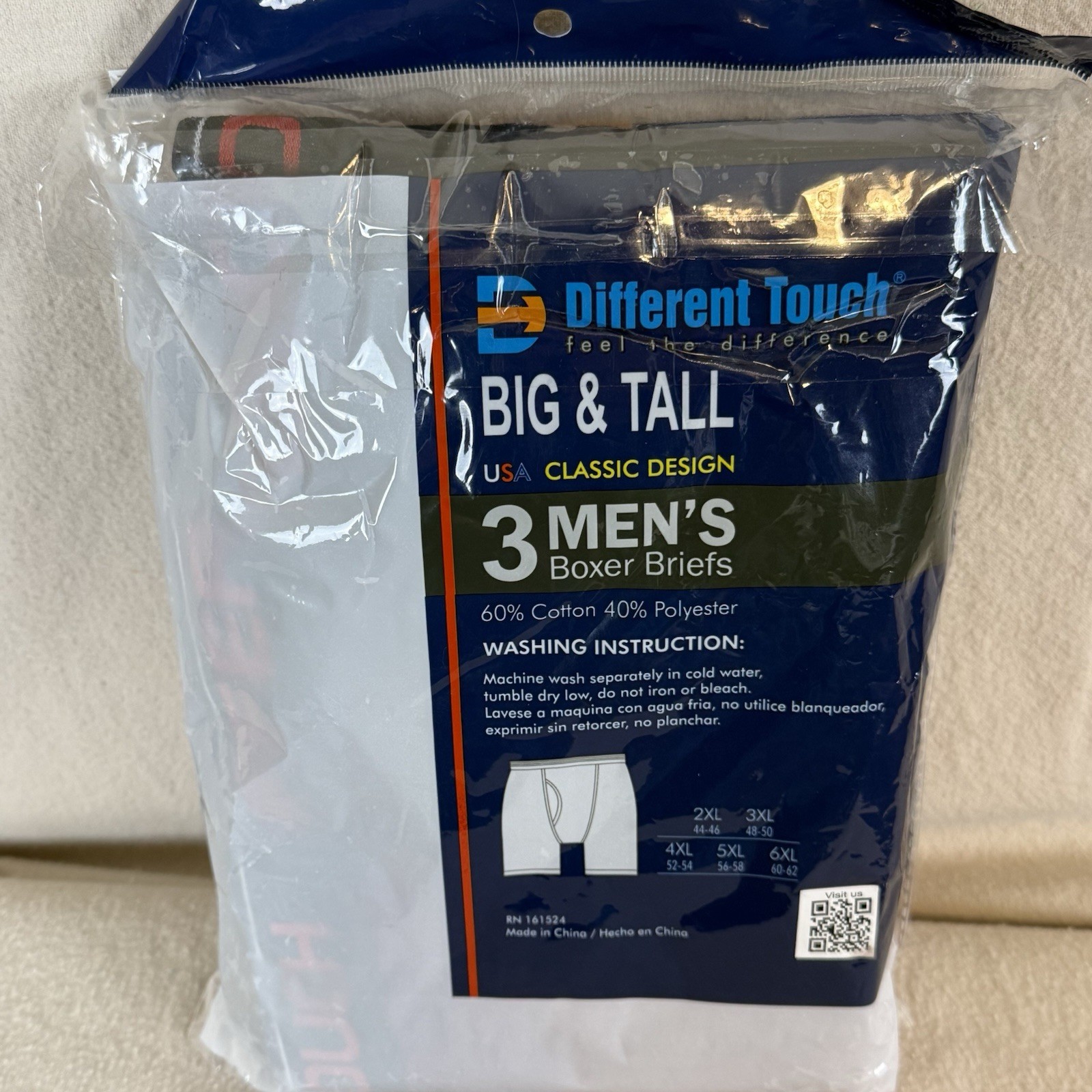Different Touch 3 Pack Men’s Cotton Blend Knit Boxer Briefs Big & Tall 4XL