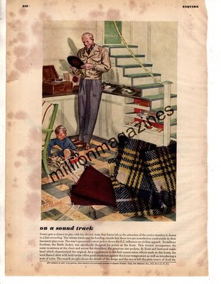 1945 Processed Cotton Battle Jacket;Wool flannel original print Laurence Fellows