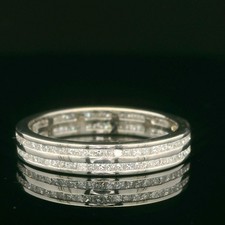 Platinum 950 Double Row Princess Cut 1ct Diamond Full Eternity Ring UK Size P
