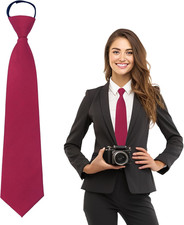 Ties for Women, School Ties for Girls, Adjustable Black/Red Pre-tied Zipper Tie