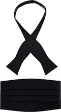 100 Silk Self-Tie Bow Tie and Cummerbund Set for Tuxedo, Wedding, Black-Tie Eve