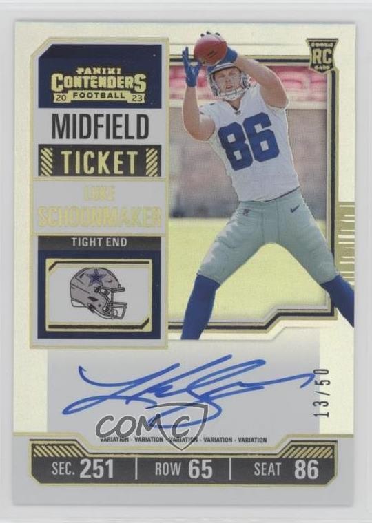 2023 Contenders Midfield Ticket 13/50 Luke Schoonmaker #123 Rookie Auto RC 08uu