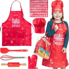 Chef Hat and Apron Set for Boys Girls - Size Fits All Adjustable - Premiu...