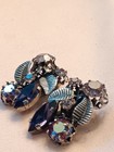 Vintage Gorgeous Signed Austria Aurora Borealis Smokey Grey 1940's Earrings — photo 2