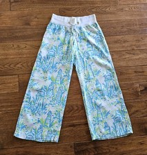 Lilly Pullizter Tropical Linen Palazzo Wide Leg Pants Women's Size XS Resort