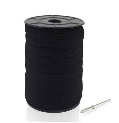 100 Yards x 1/2 Inch Black Braided Elastic Cord Heavy Stretch Knit Spool Sew