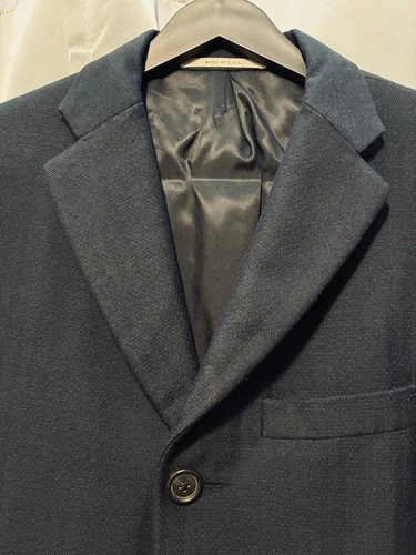 Burberry London Men's Navy Herringbone Long Lined Overcoat Coat Size 38 Reg image 14
