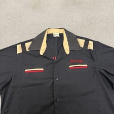 Vintage 70s King Louie Bowling Shirt Button Up Size L Black Terpware