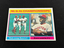 1975 PLAYOFFS BIG RED MACHINE WIN BENCH / RED SOX WIN TIANT TOPPS BASEBALL CARD