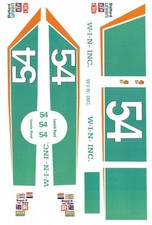  54 Lennie Pond W-I-N inc TEAL 1/64th - HO Scale Waterslide Slot Car Decals