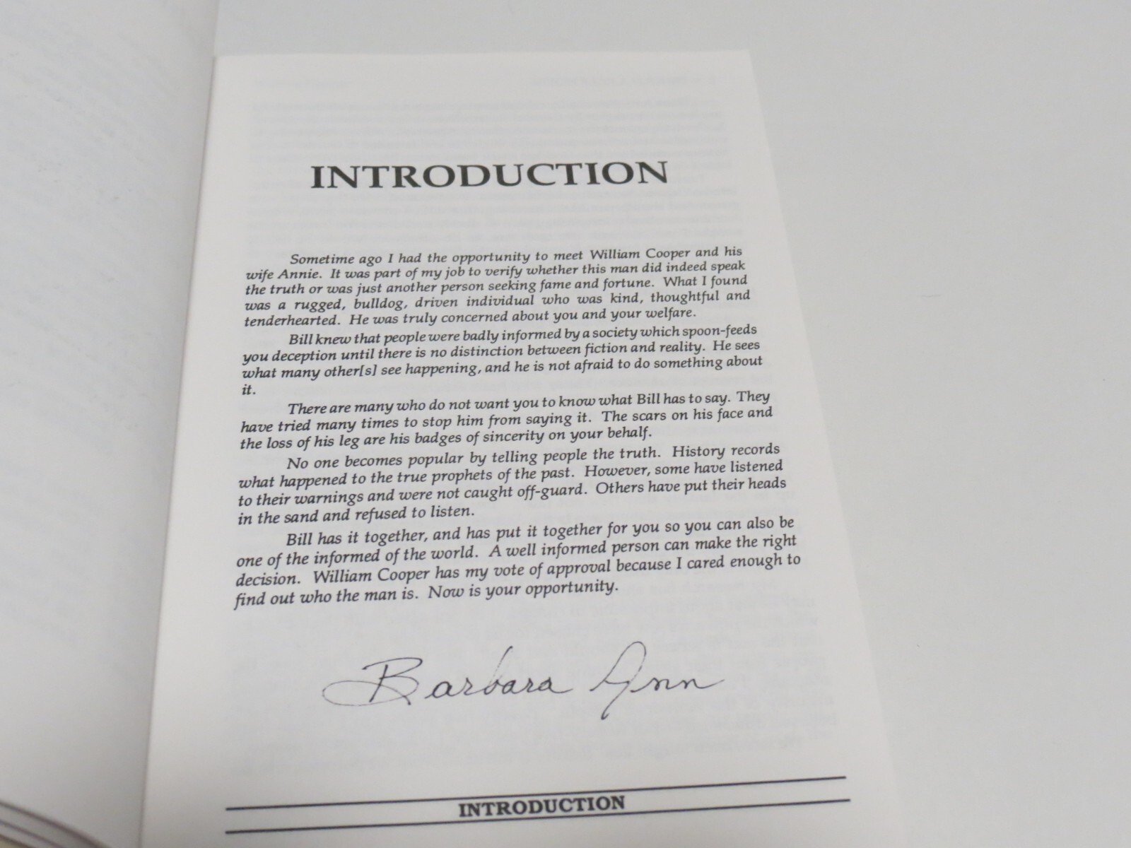 Behold A Pale Horse William Cooper 1991 PB Signed 2x Inscribed