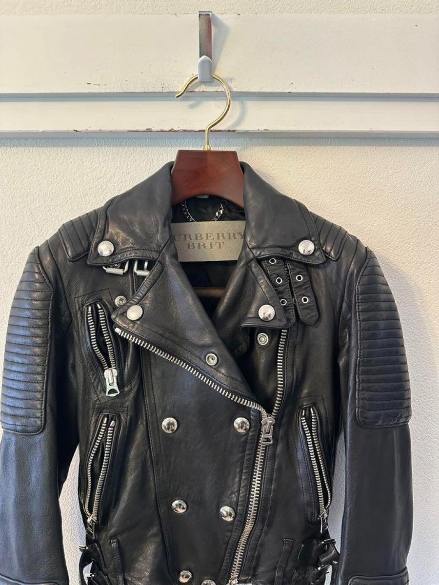 Burberry Brit Raiders Jacket Black Lamb Leather Men 