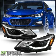 2016-2019 Chevy Cruze Projector Style w/ LED DRL Headlights Headlamps Left+Right