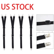 4Pcs Y-SHAPE RUGGED DESIGN SHIRT STAYS, BLACK, EXTRA COMFORTABLE MILITARY GRADE