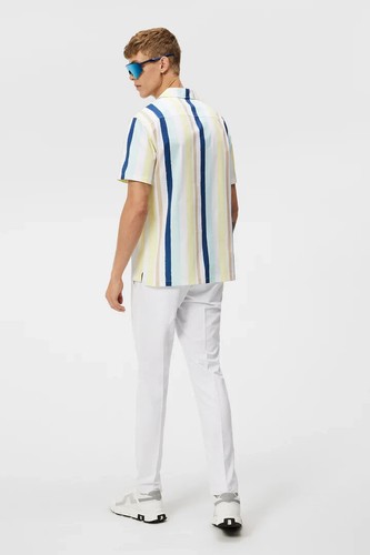 J. Lindeberg Men's Resort Shirt Medium PAINTED STRIPE YELLOW NEW NWT - Picture 3 of 10