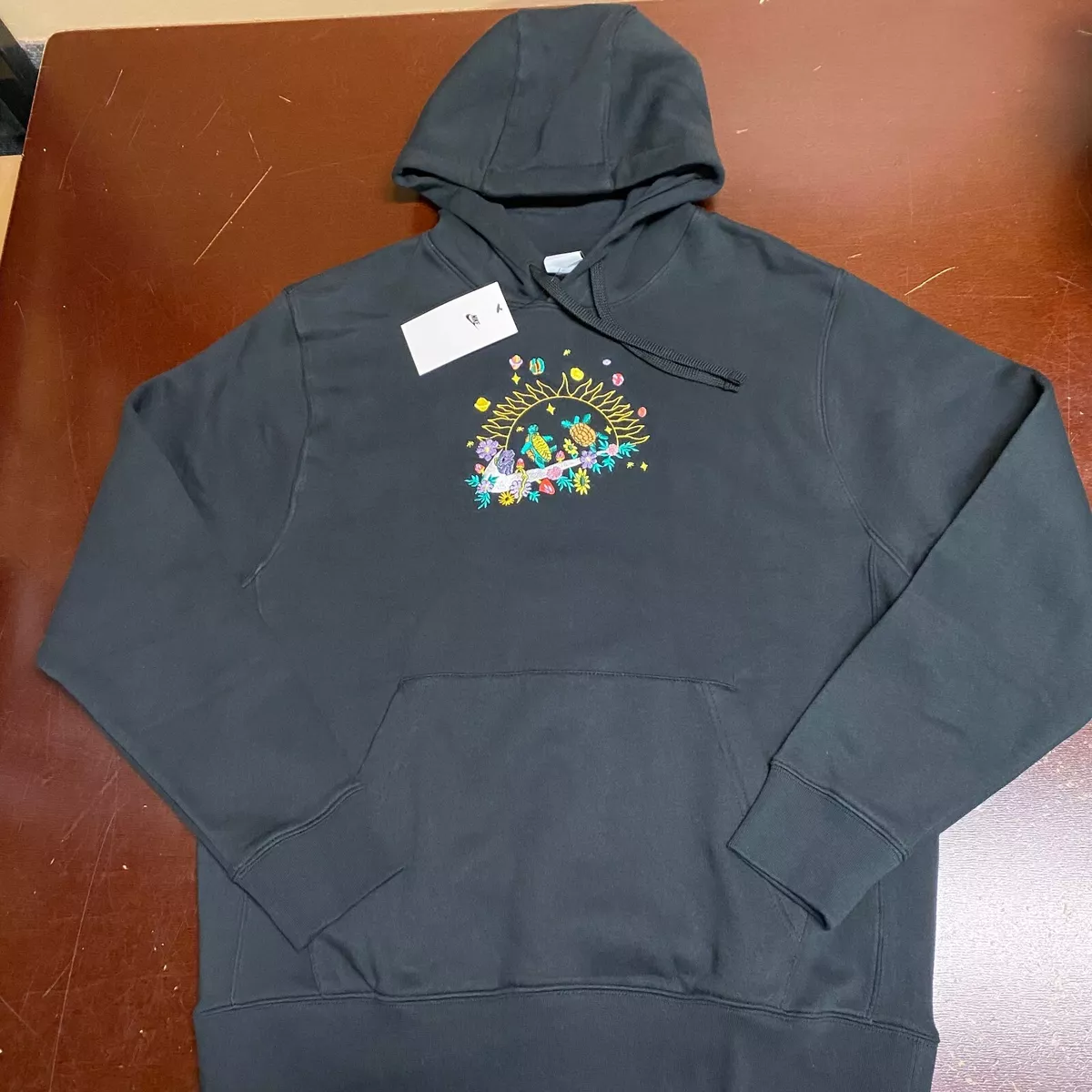 Nike Mens Black Sportswear Club Fleece Embroidered Long Sleeve Pullover Hoodie