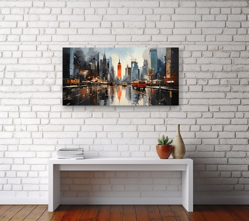 Calles de la ciudad de Nueva York horizonte monumentos modernos estampado en lona imagen arte de pared - Imagen 7 de 9
