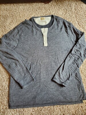 ラッキー Mens Lucky Brand Grey Gray Henley Shirt Size XL | eBay
