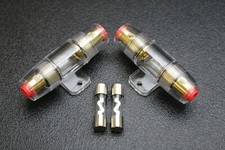 2 AGU FUSE HOLDER W/ 2 80 AMP 4 6 8 10 GAUGE IN LINE GLASS AWG WIRE NICKEL