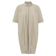 Oliver Bonas Geometric Khaki Sage Green Collared Oversized Tunic Dress Size 12