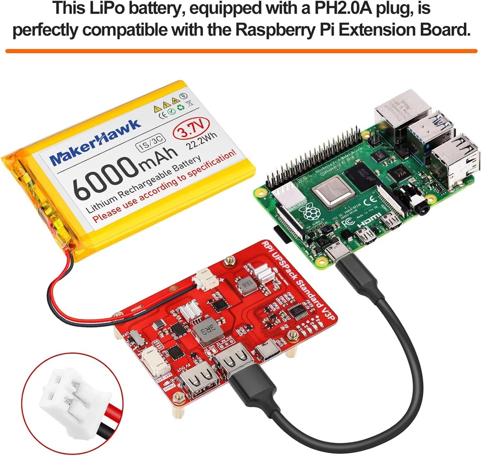 3,7 V 6000 mAh LiPo-Akku, wiederaufladbar, 1S 3C 106090 Lithium-Polymer-Akku - Bild 4 von 4