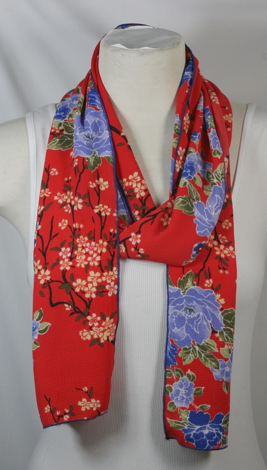 Orange Red Peach Pink Chiffon Handmade Scarf or Hat Band-image