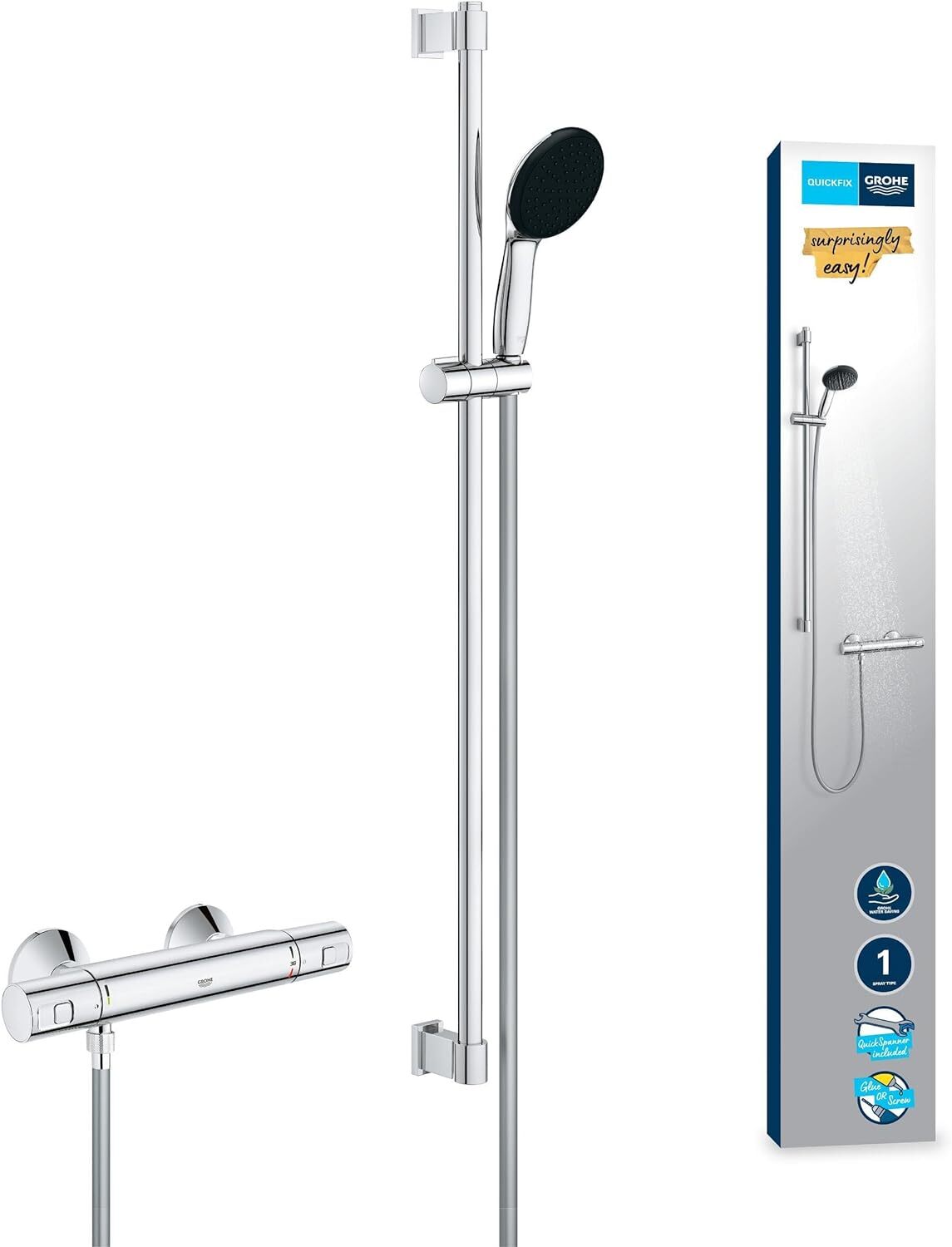 Ensemble Douche Mitigeur Thermostatique 1 Jet - Anti-brûlure