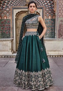 green bridal lehenga