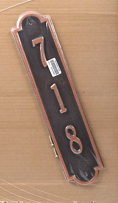 ''718'' Richmond Vertical House Number Plaque - Antique Copper - 19'' x 4'' NIP