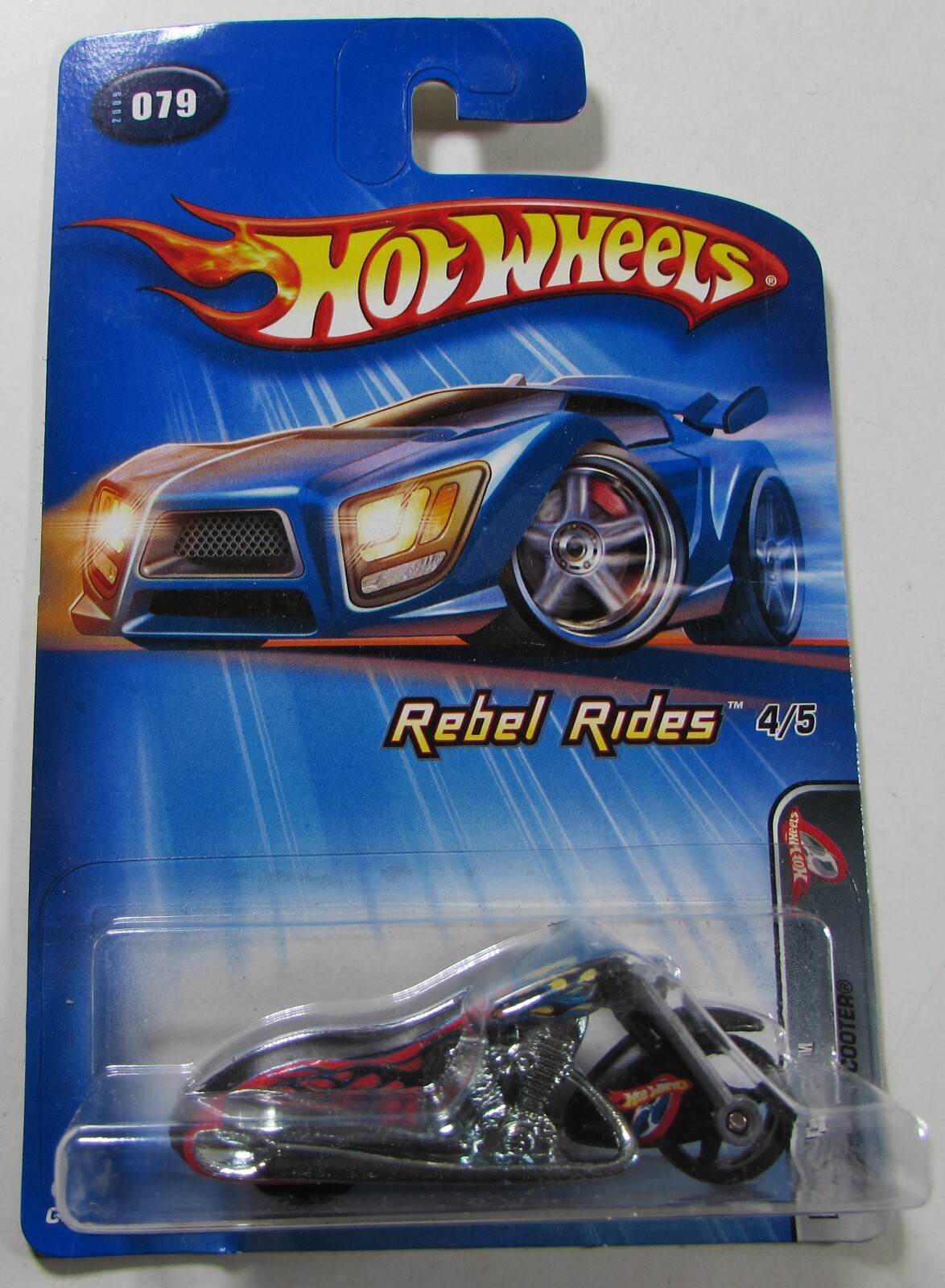 Hot Wheels 2005 4/5 Rebel Rides #79 Scorchin' Scooter Black Die-Cast Car Mattel