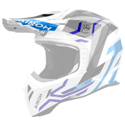 Airoh Aviator ACE 2 Ground Helmet Front White Blue Grey
