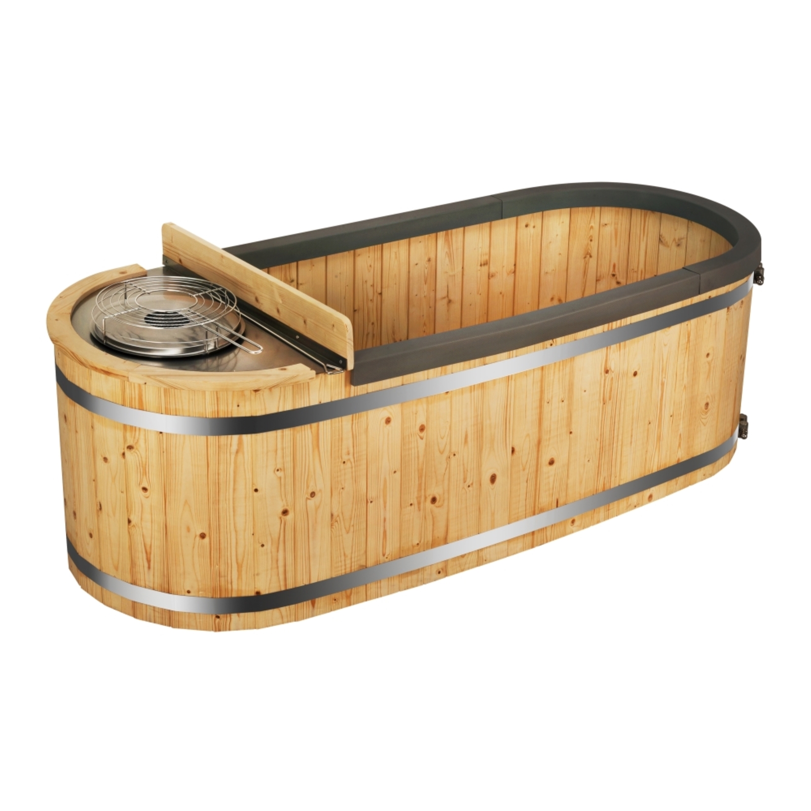 ALEKO 2 Person Natural Pine Wood Hot Tub with Charcoal Stove Boiler 132  Gallons 655222803924 | eBay