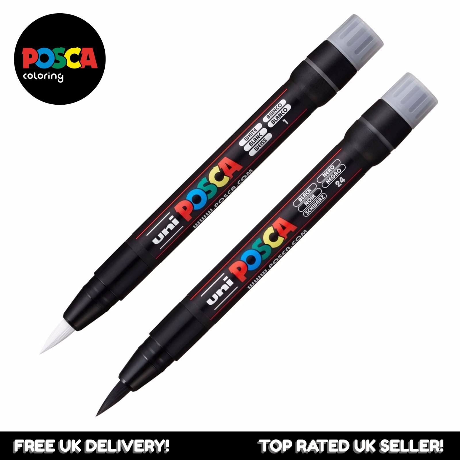 Universale posca PCF-350 Spazzola con Punta Pittura Evidenziatore - Nero & Set