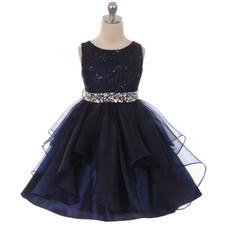 NAVY BLUE Size 12 Recital Formal Birthday Wedding Bridesmaid Flower Girl Dress