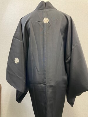 Vintage Japanese Kimono HAORI Jacket Black simple pattern antique