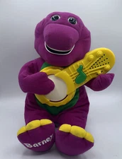 Vintage 1998 Playskool Barney Purple Dinosaur Guitar Sing & Strum Plush Untested