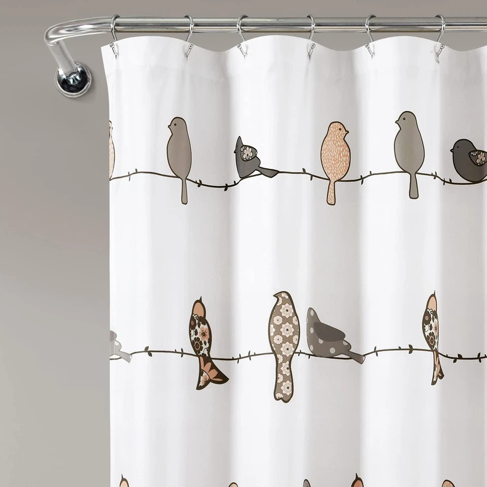Rowley Birds Shower Curtain, 72” W x 72” L, Blush & Gray - Colorful Floral - Image 3 of 4