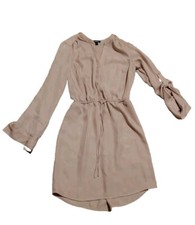 Express LS Button Front Drawstring Dress Size S Pink Champagne , EASTER READY!