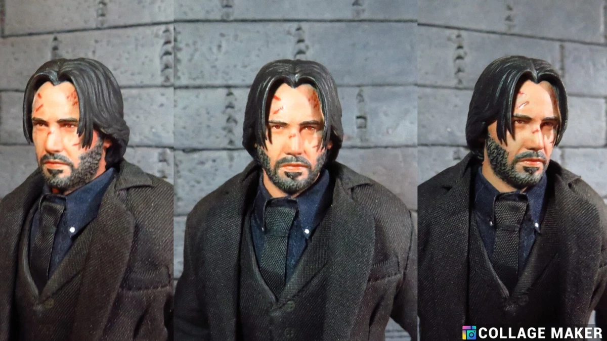 Custom painted head for Keanu Reeves John wick damaged MEZCO 1 12 kitbash