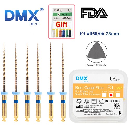 6 limas endodónticas dentales giratorias NITI X-Pro Gold Taper DMXDENT + regalo - Imagen 5 de 34