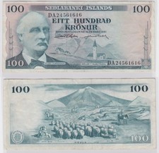 100 Kronur Banknote Island 29.M&auml;rz 1961 (121406)