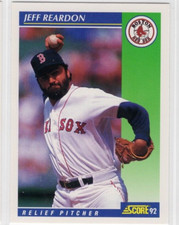 Jeff Reardon 1992 Score Baseball Base Common #58 Boston Red Sox