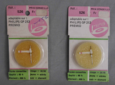 2 Saphirs (aiguilles) Compatibles NOS Pour Platine Philips GP-231